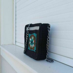 Πλεκτή τσάντα με τετράγωνα της γιαγιάς (granny square) - νήμα, ώμου, χιαστί, all day, πλεκτές τσάντες - 5