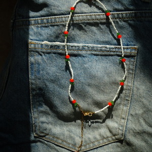 Κολιέ "Clementines" - χάντρες, ατσάλι, seed beads - 2