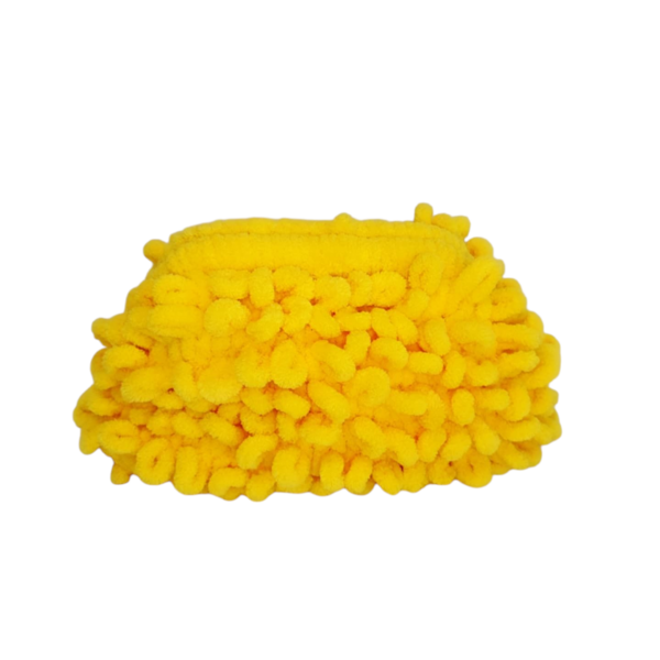 Τσάντα Puffy κίτρινη - νήμα, clutch, χειρός, πλεκτές τσάντες - 4