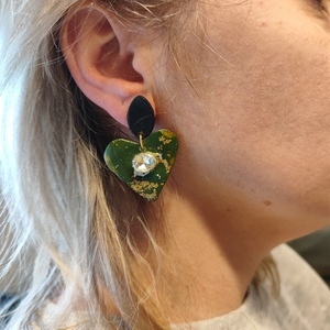 Polymer clay earrings - στρας, γυαλί, πηλός