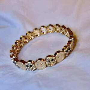 Smiley gold bracelet - ατσάλι, boho, σταθερά, χεριού, φθηνά - 2