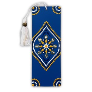 Σελιδοδείκτης ξύλινος, μπλε, mandala, ζωγραφισμένος στο χέρι 15x5x0,2 εκ. - ζωγραφισμένα στο χέρι, σελιδοδείκτες