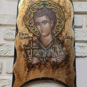 Άγιος Ιωάννης ο Ρώσος *Χειροποίητη εικόνα σε ξύλο* - εικόνες αγίων - 2