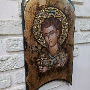 Άγιος Ιωάννης ο Ρώσος *Χειροποίητη εικόνα σε ξύλο* - εικόνες αγίων - 4