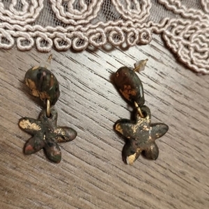 clay earrings Khaki - πηλός, μικρά, ατσάλι