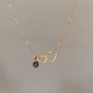 Ατσάλινο κολιέ με καρδιές και Swarovski - καρδιά, swarovski, ατσάλι