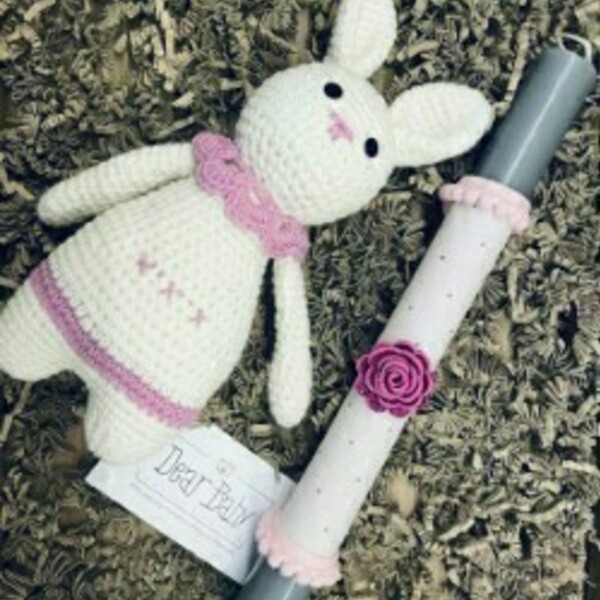 Amigurumi αρωματική λαμπάδα κουνελάκι! - κορίτσι, λαμπάδες, ζωάκια, για μωρά, παιχνιδολαμπάδες