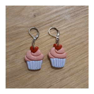 Σκουλαρίκια cupcake - πηλός, μικρά, ατσάλι, γάντζος, φθηνά