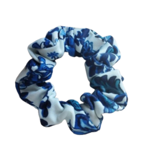 White blue scrunchie (mini size) - ύφασμα, λαστιχάκια μαλλιών