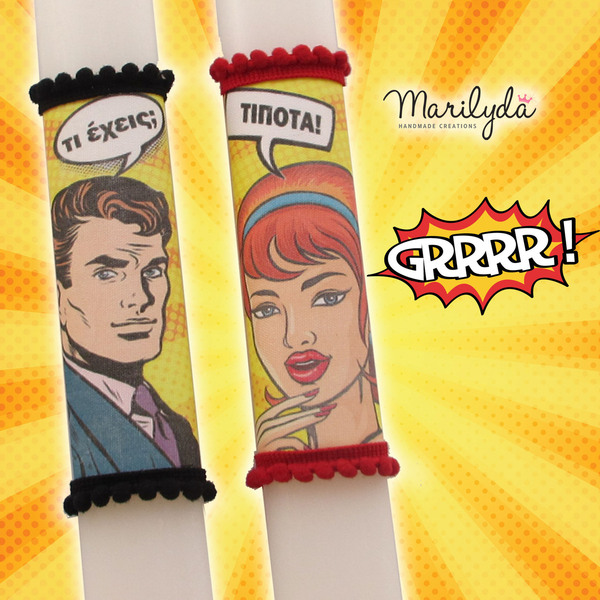 Αρωματικές λαμπάδες για ζευγάρι Pop Art "Τι έχεις Tίποτα" Σετ των 2τμχ 30cm - λαμπάδες, σετ, ζευγάρια, για ενήλικες - 4
