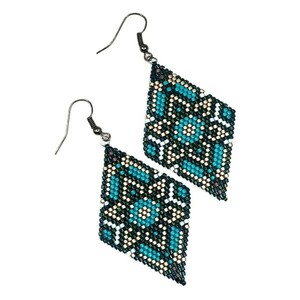 Σκουλαρίκια miyuki INDIA - γυαλί, ατσάλι, boho, μεγάλα, γάντζος