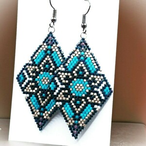 Σκουλαρίκια miyuki INDIA - γυαλί, ατσάλι, boho, μεγάλα, γάντζος - 2