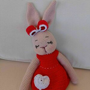 Πλεκτό χειροποίητο κουνελάκι amigurumi, ύψους 49 εκ. - κορίτσι, δώρα για βάπτιση, λούτρινα, δώρα γενεθλίων, δώρα για μωρά - 3