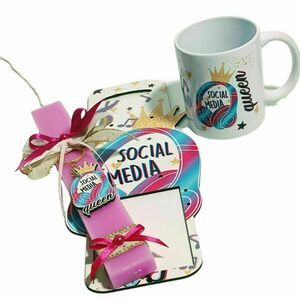 Σετ πασχαλινή λαμπάδα social media queen με μπρελόκ, κούπα και πλάτη - κορίτσι, λαμπάδες, σετ, για ενήλικες, για εφήβους - 3