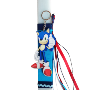 Λαμπάδα πλακέ αρωματική Sonic μπρελόκ 32εκ - λαμπάδες, για παιδιά, για εφήβους, ήρωες κινουμένων σχεδίων, games - 2
