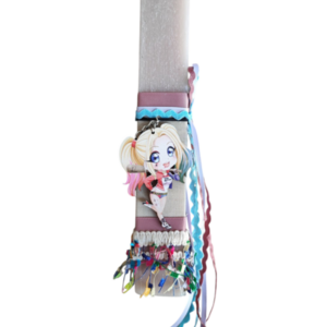 Λαμπάδα πλακέ αρωματική Harley Quinn μπρελόκ 22εκ - λαμπάδες, για παιδιά, για ενήλικες, για εφήβους, ήρωες κινουμένων σχεδίων - 3