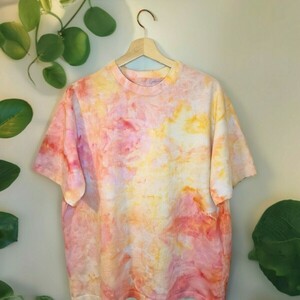 Unisex T-shirt Ice dye χρώμα ροδακινί - 2
