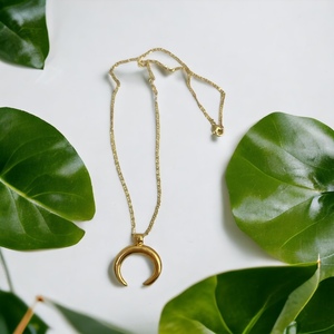 Half Moon gold - Ατσάλινη αλυσίδα με επιχρυσωμένο μοτίφ μισοφέγγαρο. - επιχρυσωμένα, φεγγάρι, ατσάλι, φθηνά - 3