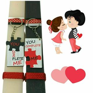 Πασχαλινές λαμπάδες για ζευγάρια "you complete me" - λαμπάδες, σετ, ζευγάρια, για ενήλικες - 3