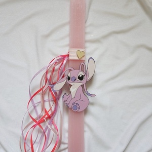 Χειροποίητη αρωματική λαμπάδα angel (stitch), 30 εκατοστά. - κορίτσι, λαμπάδες, για παιδιά, για εφήβους, ήρωες κινουμένων σχεδίων - 2