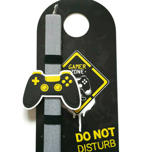 Χειροποίητη αρωματική λαμπάδα gamer zone - do not disturb με διακοσμητική ξύλινη βάση 25 cm - αγόρι, λαμπάδες, σετ, για παιδιά, για εφήβους - 2