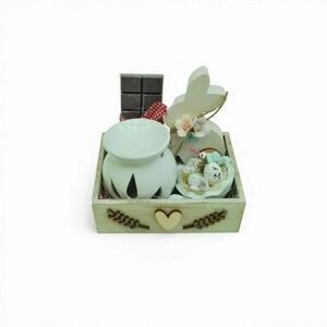 Ξύλινο πασχαλινό καλάθι με καυστήρα και wax melts - σετ, διακοσμητικά, soy wax