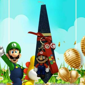 Λαμπάδα γραβάτα με μπρελόκ super mario - αγόρι, λαμπάδες, για παιδιά, ήρωες κινουμένων σχεδίων - 3