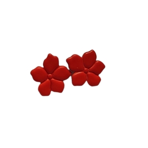 Flower earrings - πηλός, λουλούδι, ατσάλι, boho, μεγάλα