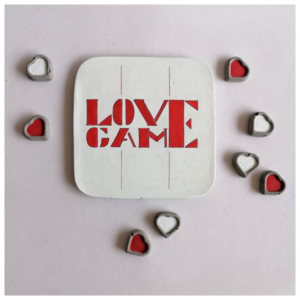 Τρίλιζα LOVE GAME καρδιές από τσιμέντο τετράγωνη λευκό/κόκκινο14,5εκ - τσιμέντο, δώρα επετείου, διακοσμητικά, ζευγάρια, τρίλιζα - 5