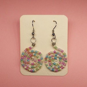 COSPIX - Handmade Bear Spiral Earrings - Available in Variety of Bead Mixes - γυαλί, χάντρες, μικρά, ατσάλι, φθηνά - 4
