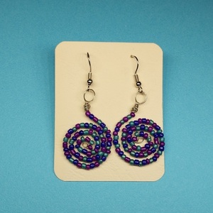 COSPIX - Handmade Bear Spiral Earrings - Available in Variety of Bead Mixes - γυαλί, χάντρες, μικρά, ατσάλι, φθηνά - 5