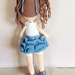 Χειροποίητη κούκλα (amigurumi) "Μανίνα” , πλεγμένη με βαμβακερά νήματα , ύψους 38 εκ. - κορίτσι, λούτρινα, amigurumi, κούκλες, δώρο γεννεθλίων - 2