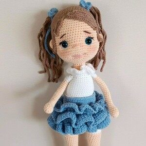Χειροποίητη κούκλα (amigurumi) "Μανίνα” , πλεγμένη με βαμβακερά νήματα , ύψους 38 εκ. - κορίτσι, λούτρινα, amigurumi, κούκλες, δώρο γεννεθλίων - 4