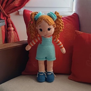Χειροποίητη κούκλα "Μελίνα" (amigurumi) πλεγμένη με βαμβακερά νήματα (amigurumi) ύψους 33εκ. - κορίτσι, λούτρινα, amigurumi, δώρο γεννεθλίων - 2
