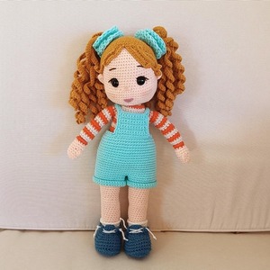 Χειροποίητη κούκλα "Μελίνα" (amigurumi) πλεγμένη με βαμβακερά νήματα (amigurumi) ύψους 33εκ. - κορίτσι, λούτρινα, amigurumi, δώρο γεννεθλίων - 3