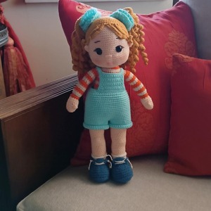 Χειροποίητη κούκλα "Μελίνα" (amigurumi) πλεγμένη με βαμβακερά νήματα (amigurumi) ύψους 33εκ. - κορίτσι, λούτρινα, amigurumi, δώρο γεννεθλίων - 5
