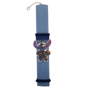 Μπλε λαμπάδα 30 cm με μπρελόκ Stitch. - αγόρι, λαμπάδες, για παιδιά, ήρωες κινουμένων σχεδίων