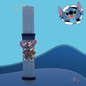 Μπλε λαμπάδα 30 cm με μπρελόκ Stitch. - αγόρι, λαμπάδες, για παιδιά, ήρωες κινουμένων σχεδίων - 4