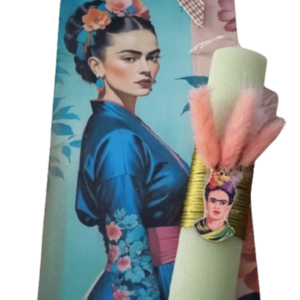 Ξύλινη πλάτη λαμπάδας και λαμπάδα με θέμα " Frida" - κορίτσι, λαμπάδες, για παιδιά, για ενήλικες, για εφήβους