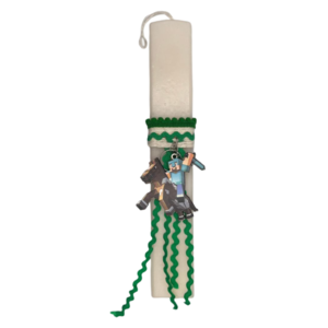Εκρού λαμπάδα 30 cm με ξύλινο μπρελόκ minecraft. - αγόρι, λαμπάδες, για παιδιά, games