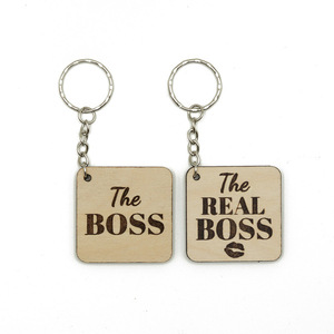 Σετ μπρελόκ The Boss - The Real Boss - ξύλο, ζευγάρια, μπρελοκ κλειδιών