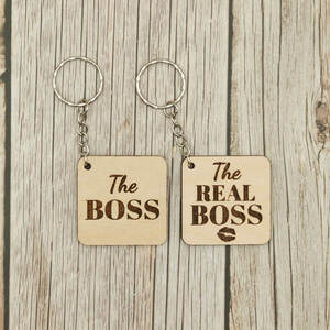 Σετ μπρελόκ The Boss - The Real Boss - ξύλο, ζευγάρια, μπρελοκ κλειδιών - 2
