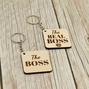 Σετ μπρελόκ The Boss - The Real Boss - ξύλο, ζευγάρια, μπρελοκ κλειδιών - 3