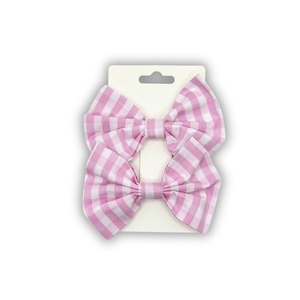 Pink gingham mini bow set - φιόγκος, για τα μαλλιά, hair clips