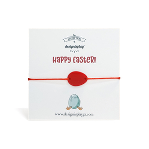 Βραχιόλι "Easter Egg" κόκκινο - μαμά, plexi glass, χεριού, αυξομειούμενα