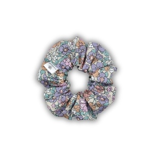 Vintage floral cotton scrunchie - ύφασμα, φλοράλ, για τα μαλλιά, λαστιχάκια μαλλιών, 100% βαμβακερό
