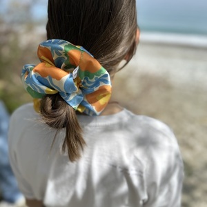 Florence XL satin scrunchie - ύφασμα, λαστιχάκια μαλλιών, μεγάλα scrunchies - 2