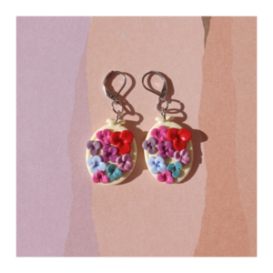 Colorful earrings - πηλός, μακριά, λουλούδι, ατσάλι, φθηνά