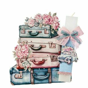 Λαμπάδα Βαλίτσες Vintage Floral - κορίτσι, λαμπάδες, σετ, για παιδιά, για εφήβους