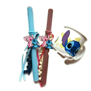 Λαμπάδα αρωματική (σάπιο μήλο) STITCH και λευκή κούπα πορσελάνη - κορίτσι, λαμπάδες, σετ, για παιδιά, ήρωες κινουμένων σχεδίων - 3